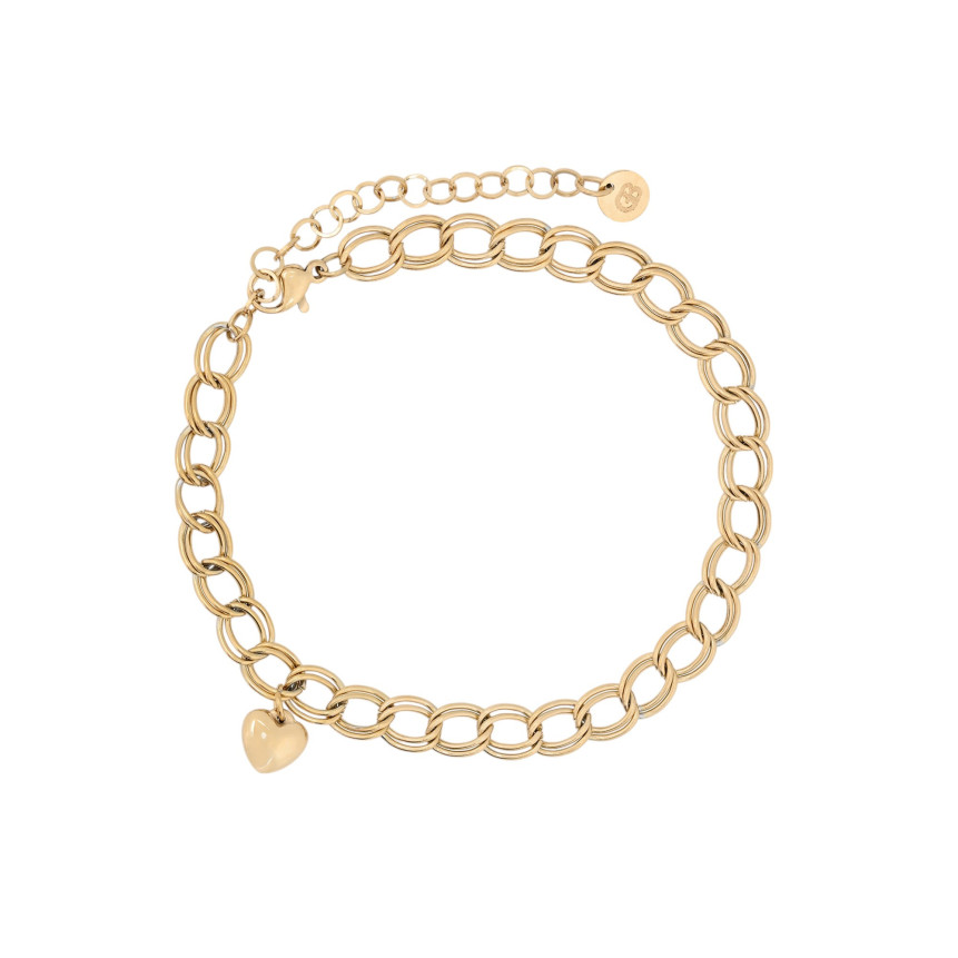 Pulseira de pé aço pendente de coração GB