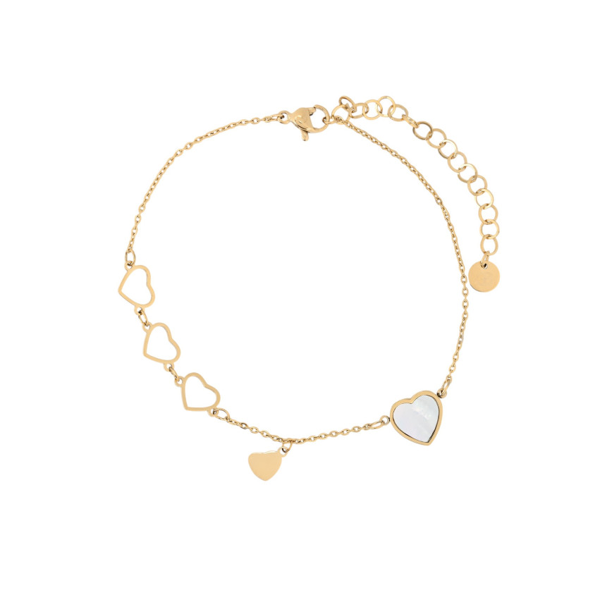 Pulseira de pé em aço corações GB