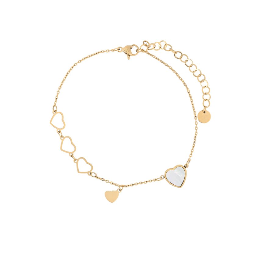 Pulseira de pé em aço corações GB