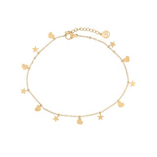 Pulseira de pé aço com pendentes estrelas GB