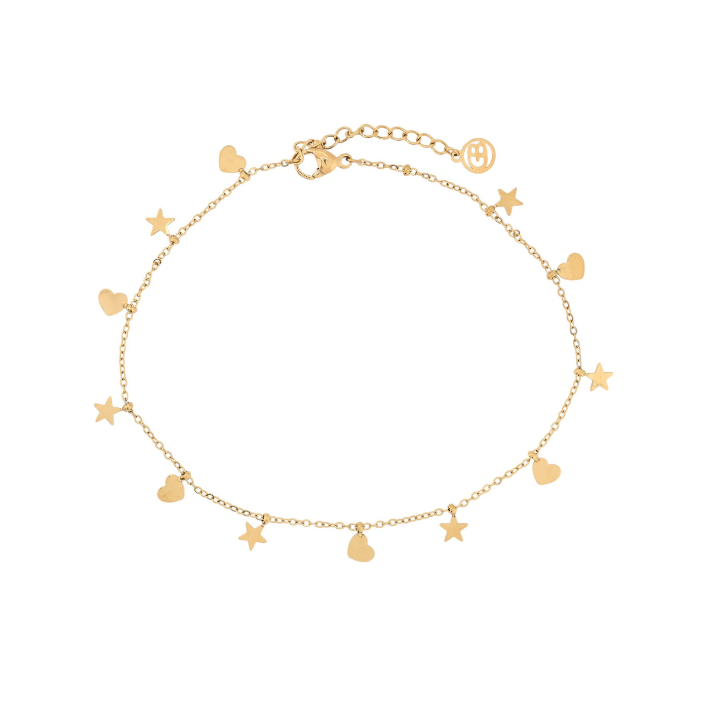 Pulseira de pé aço com pendentes estrelas GB