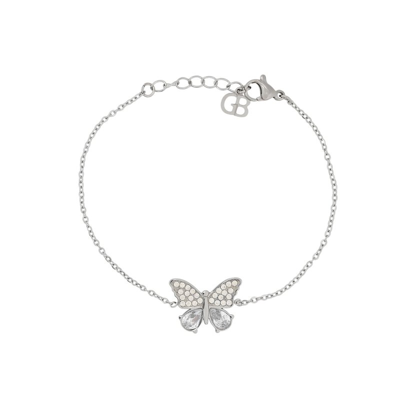 Bracciale in acciaio ovale farfalla GB
