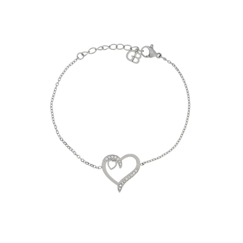 Pulseira em aço brilhantes coração GB