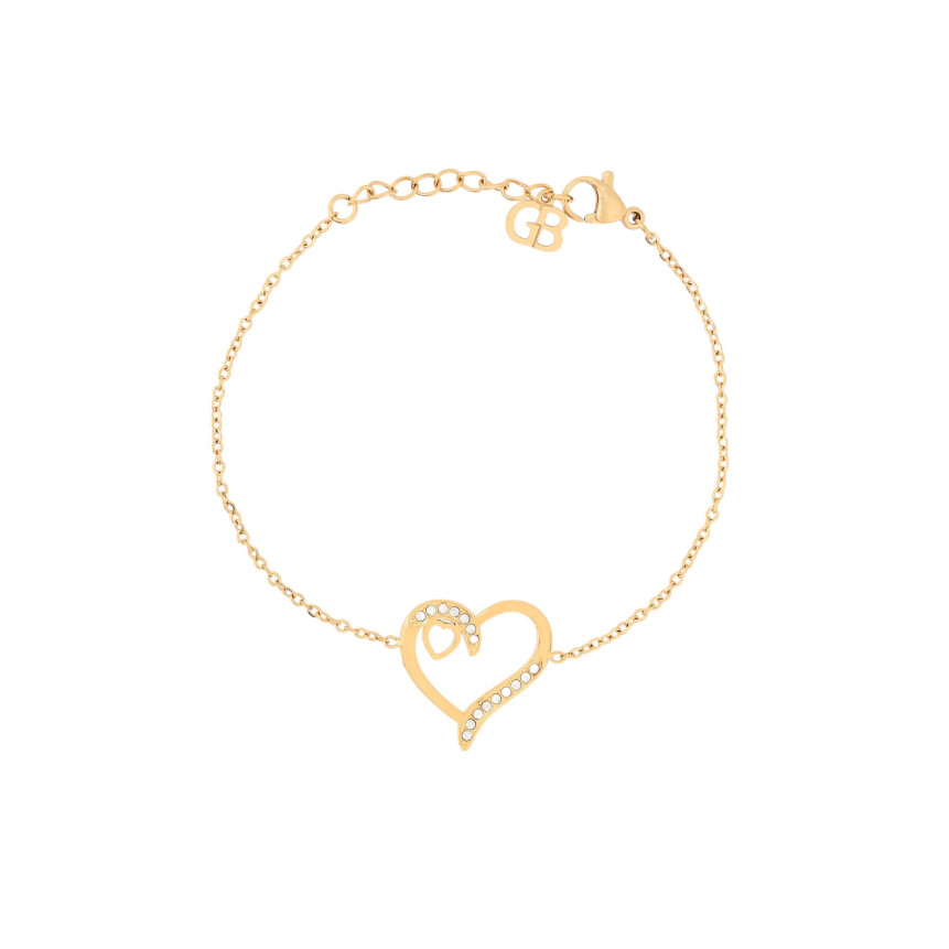 Pulseira em aço brilhantes coração GB