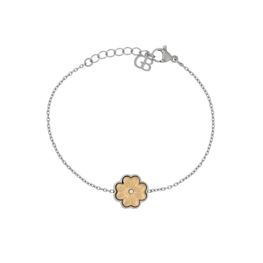 Pulsera en acero trébol brillante GB