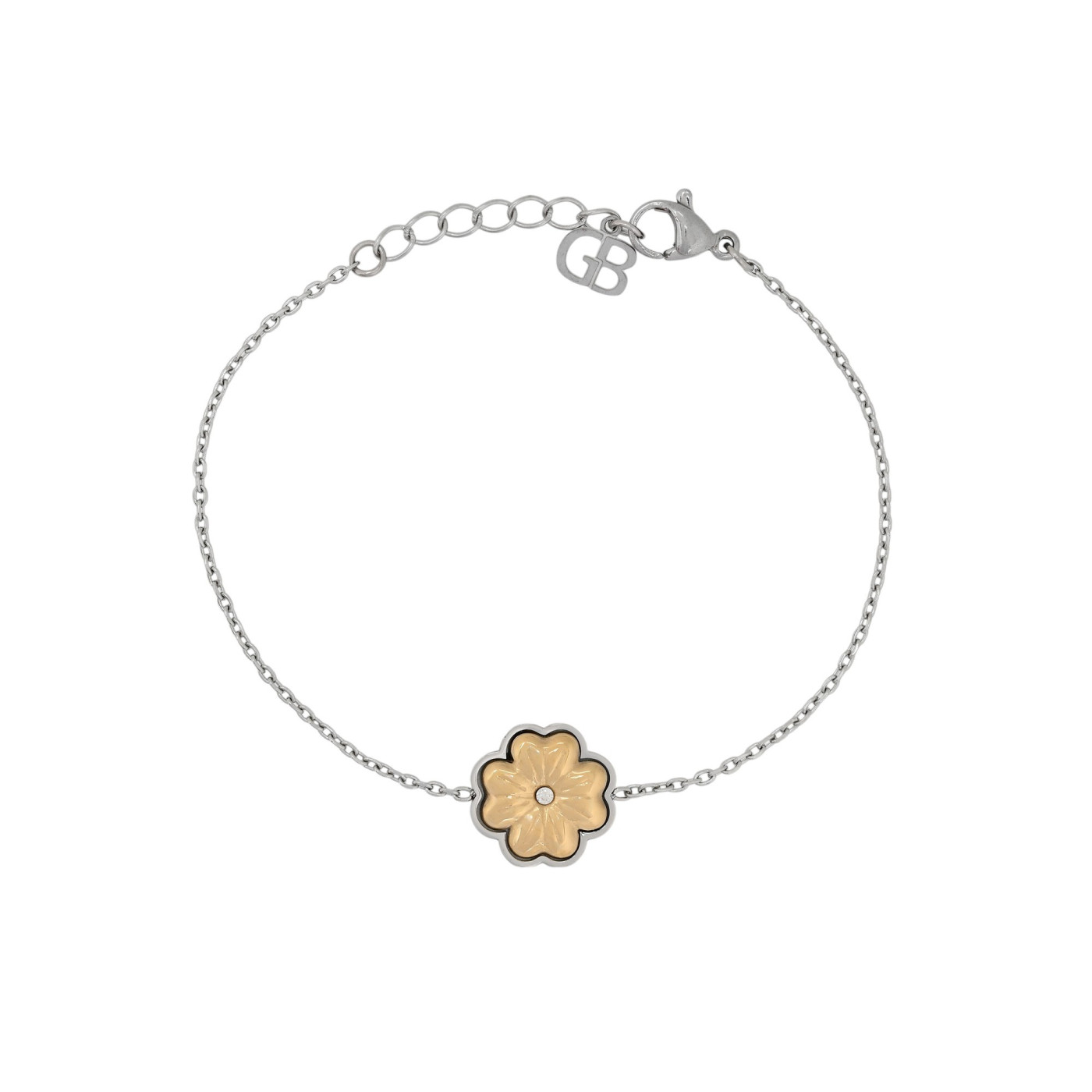 Pulseira em aço trevo brilhante GB