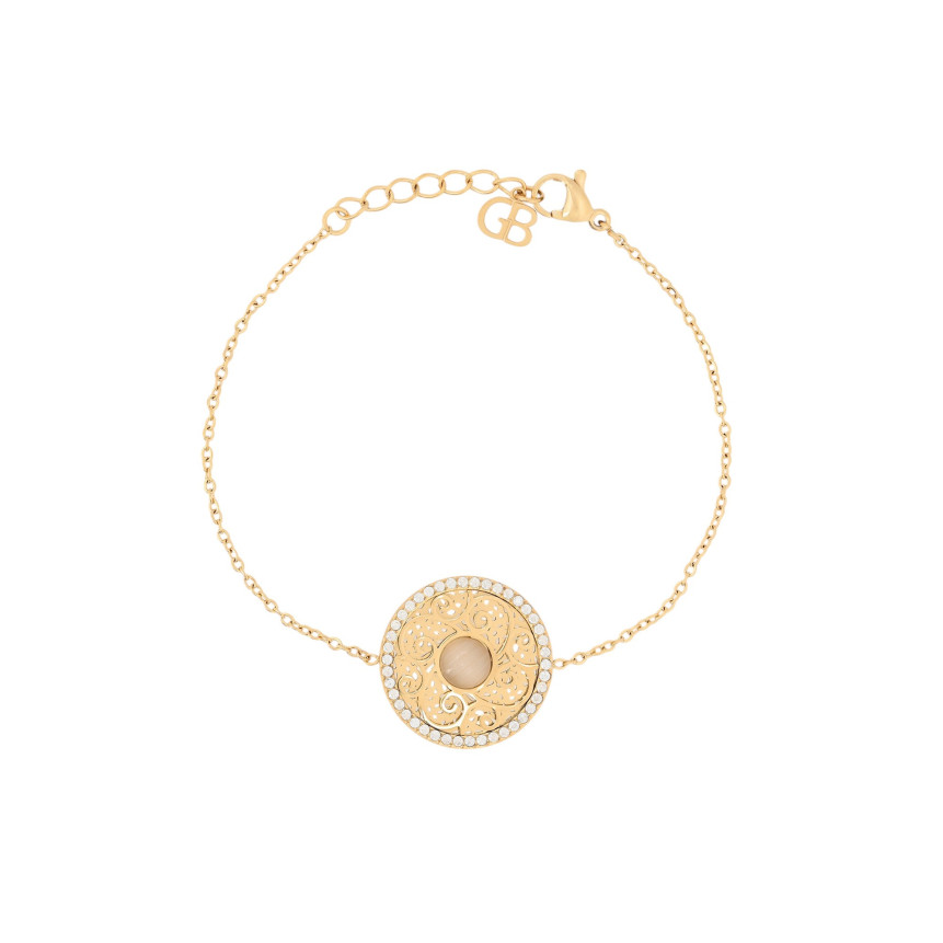 Pulseira em aço textura e pedra GB