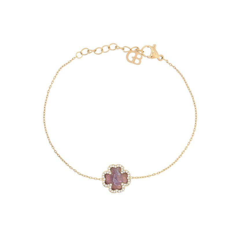 Pulsera acero trébol y piedra natural GB