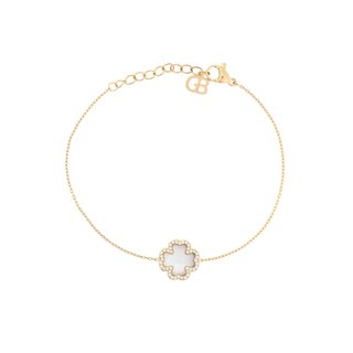 Pulseira aço trevo pedra natural GB
