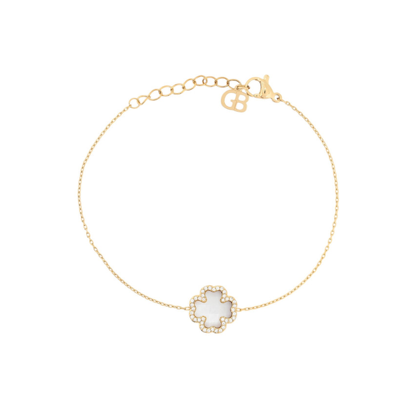 Bracciale acciaio trifoglio e pietra naturale GB