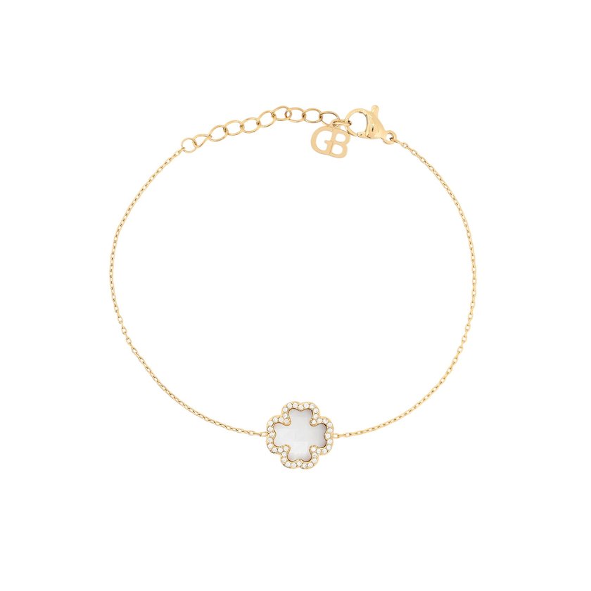 Bracciale acciaio trifoglio e pietra naturale GB