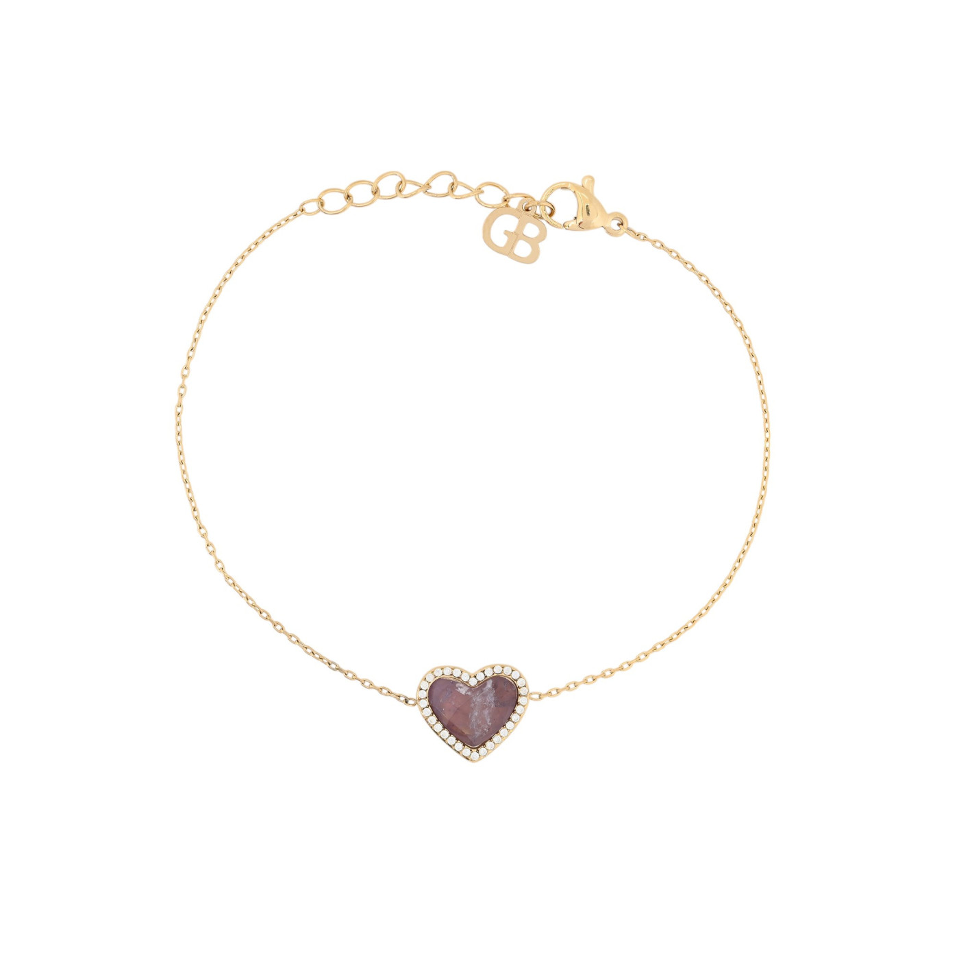 Steel bracelet heart with natural stone GB