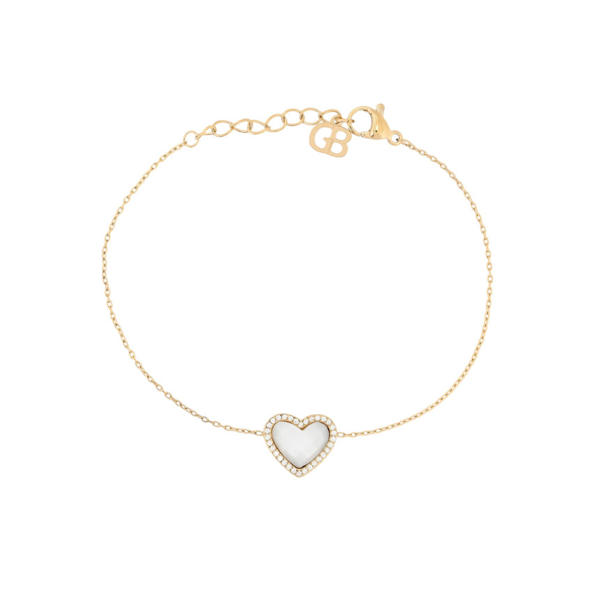 Pulseira em aço coração pedra natural GB