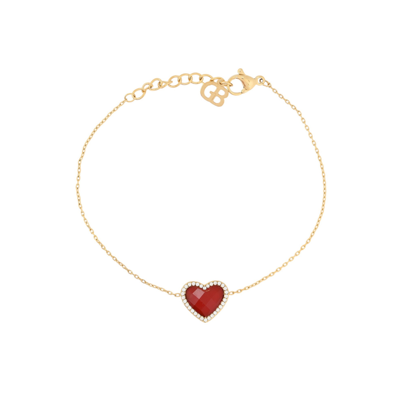 Bracciale in acciaio cuore con pietra naturale GB