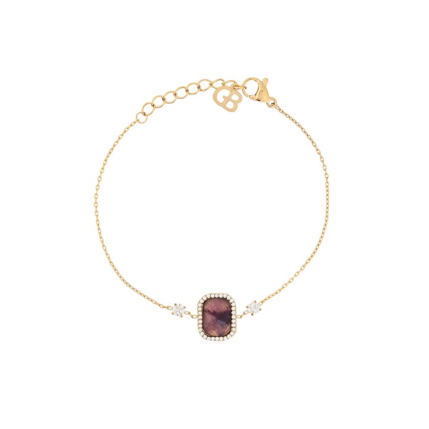Pulseira em aço retângulo pedra natural GB
