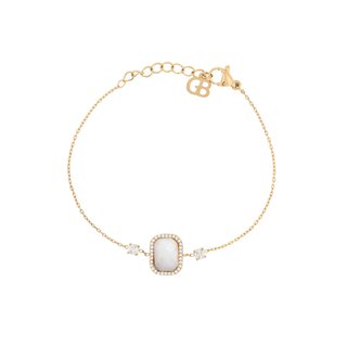 Pulseira em aço retângulo pedra natural GB