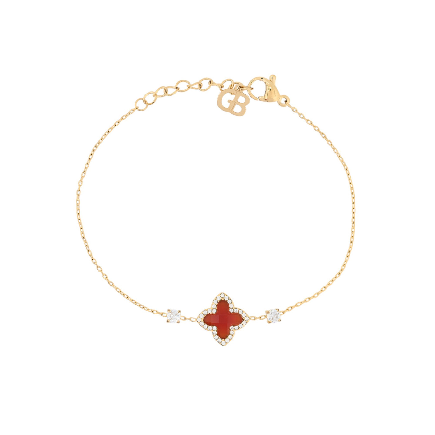 Bracciale in acciaio trifoglio pietra naturale GB