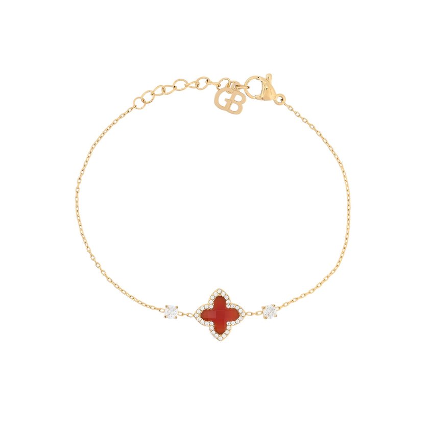 Pulseira em aço trevo pedra natural GB
