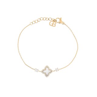 Pulseira em aço trevo pedra natural GB