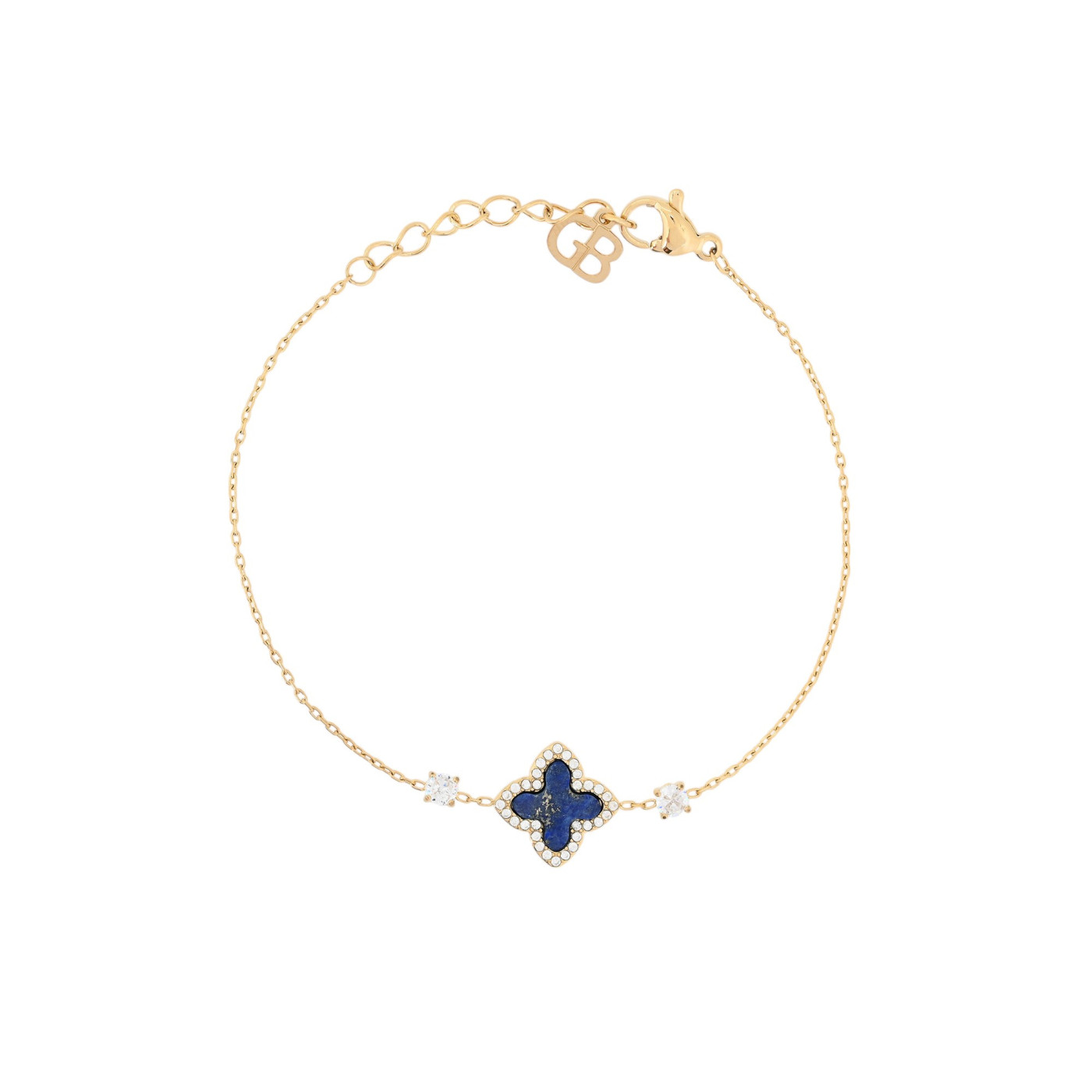 Steel bracelet natural stone clover GB