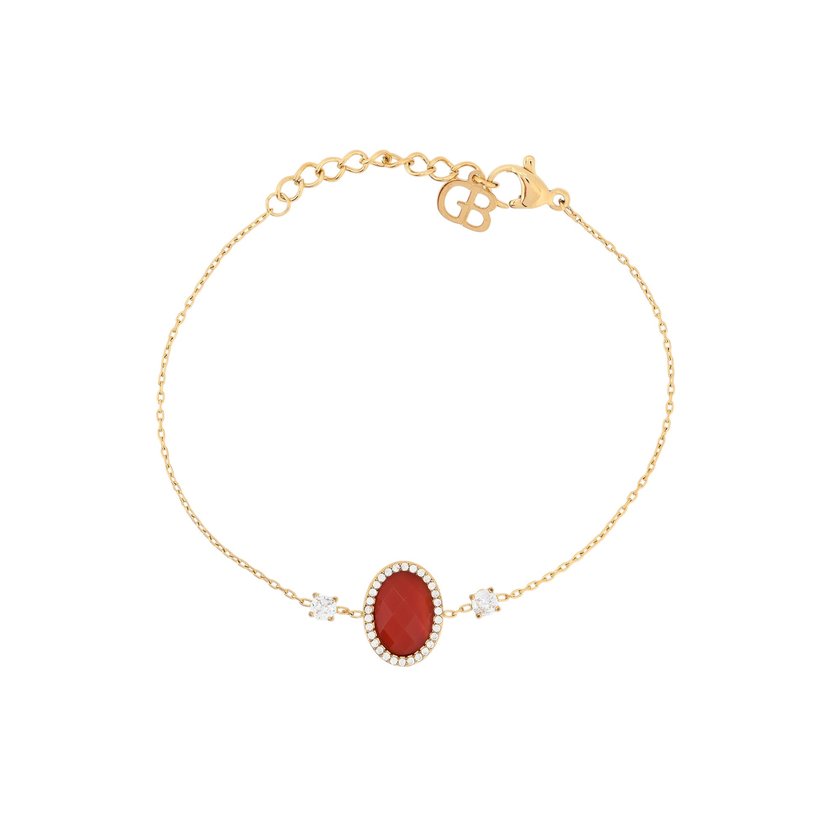 Pulseira em aço oval pedra natural GB