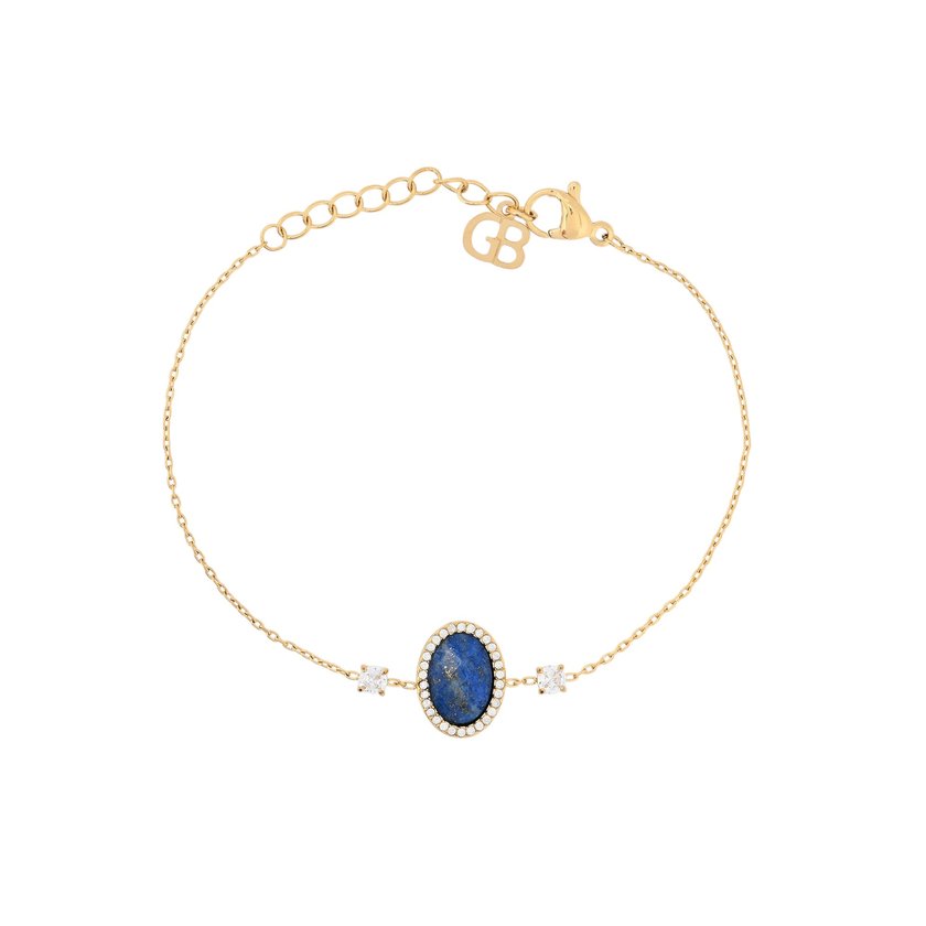 Pulseira em aço oval pedra natural GB