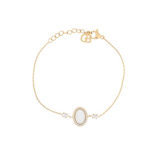 Pulseira em aço oval pedra natural GB