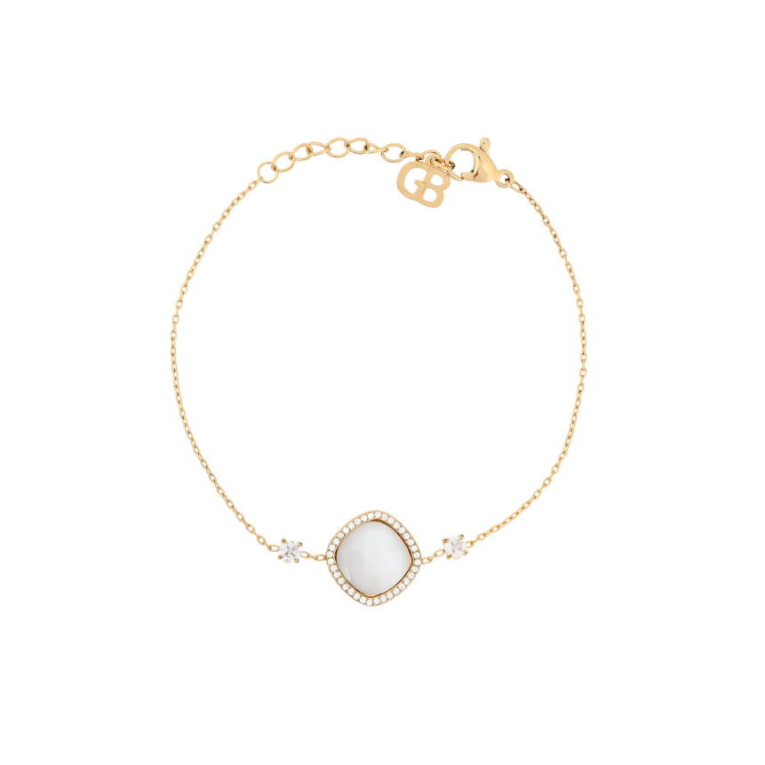 Pulseira em aço geométrica pedra natural GB