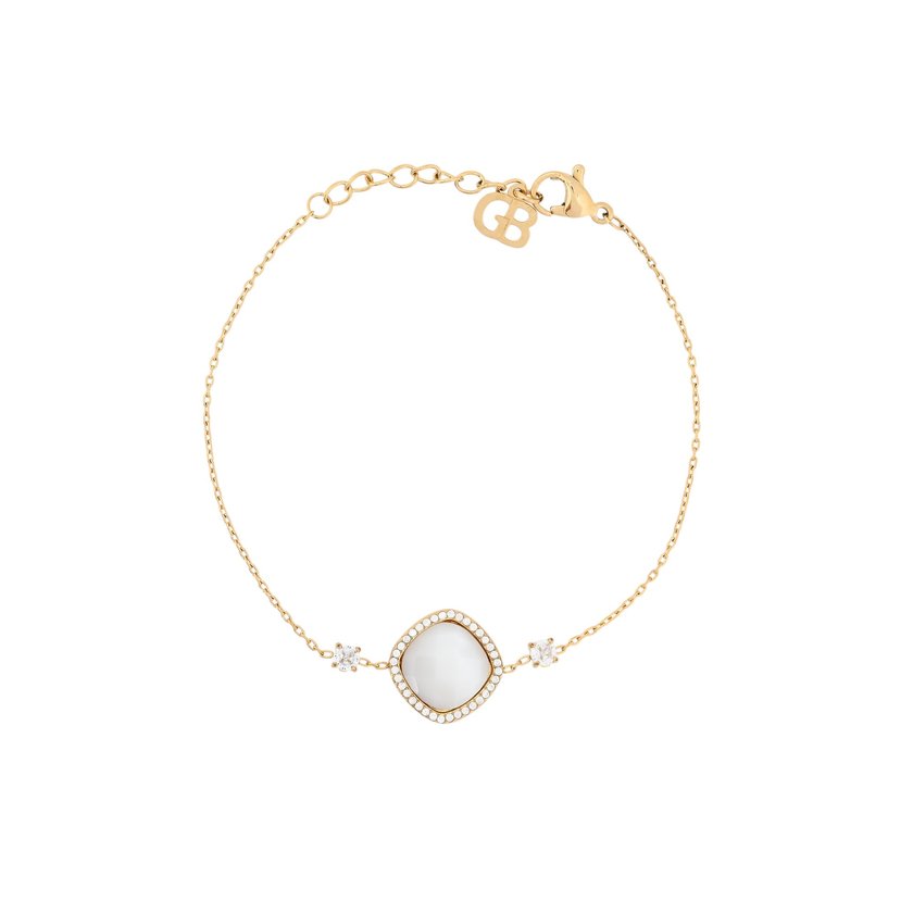 Pulseira em aço geométrica pedra natural GB