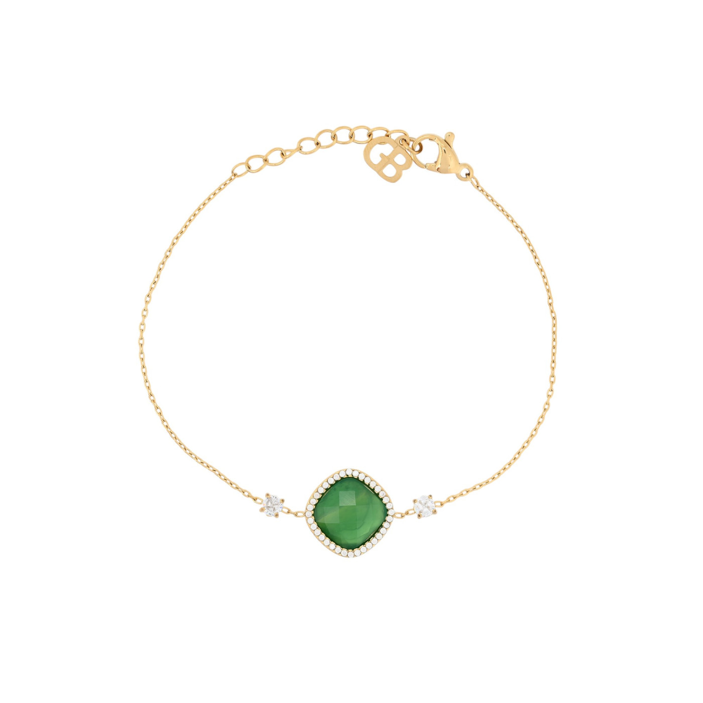 Bracciale in acciaio geometrico pietra naturale GB