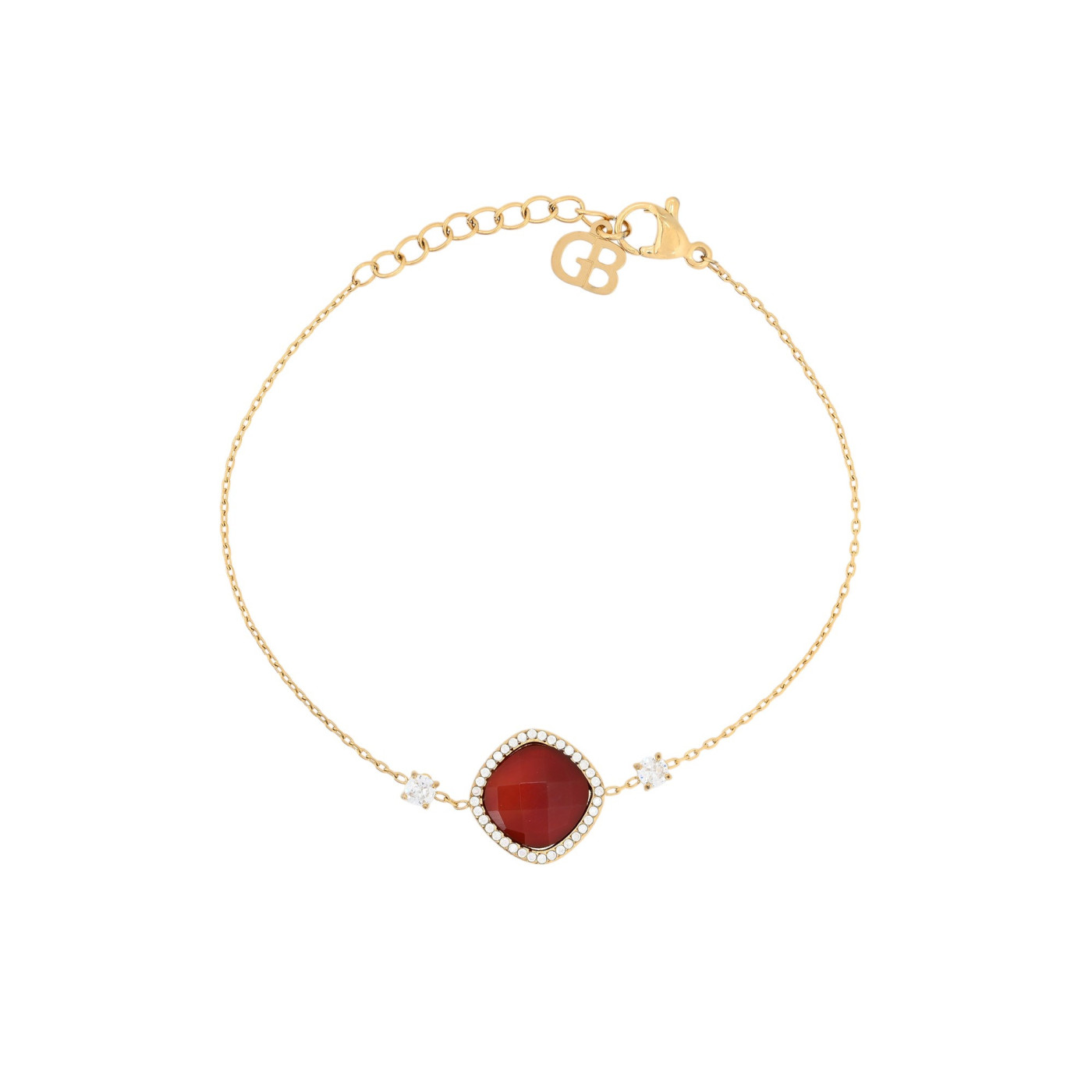 Pulseira em aço geométrica pedra natural GB