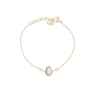 Steel bracelet natural stone drop GB