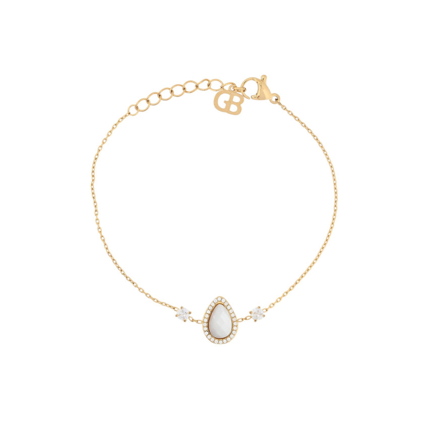 Steel bracelet natural stone drop GB