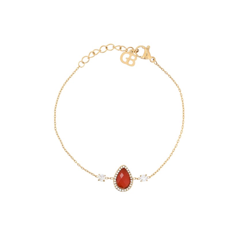 Steel bracelet natural stone drop GB