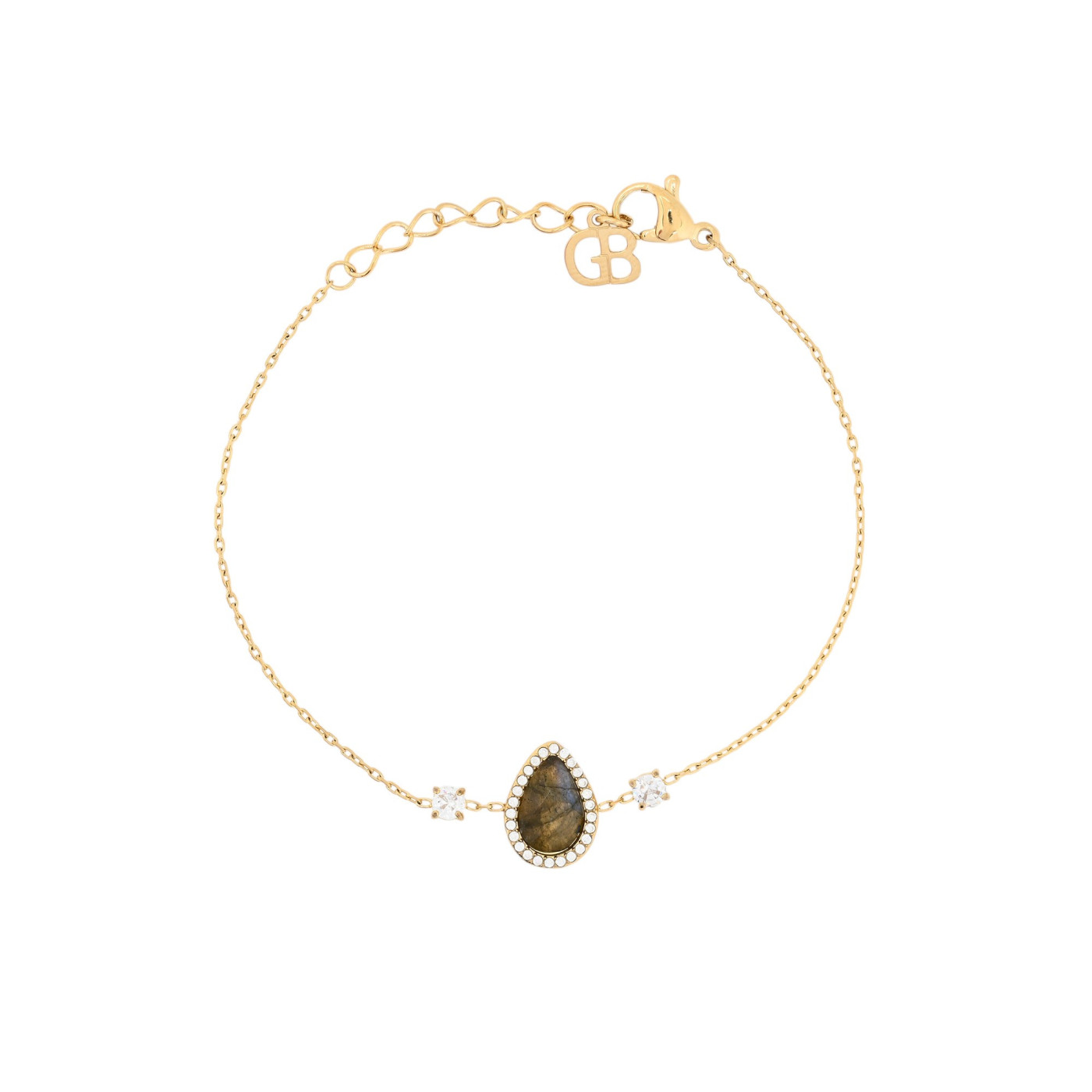 Pulsera en acero gota piedra natural GB