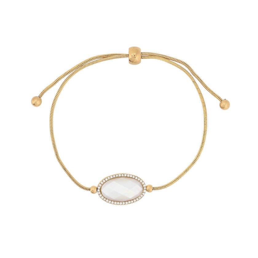 Pulseira ajustável em aço oval pedra natural GB