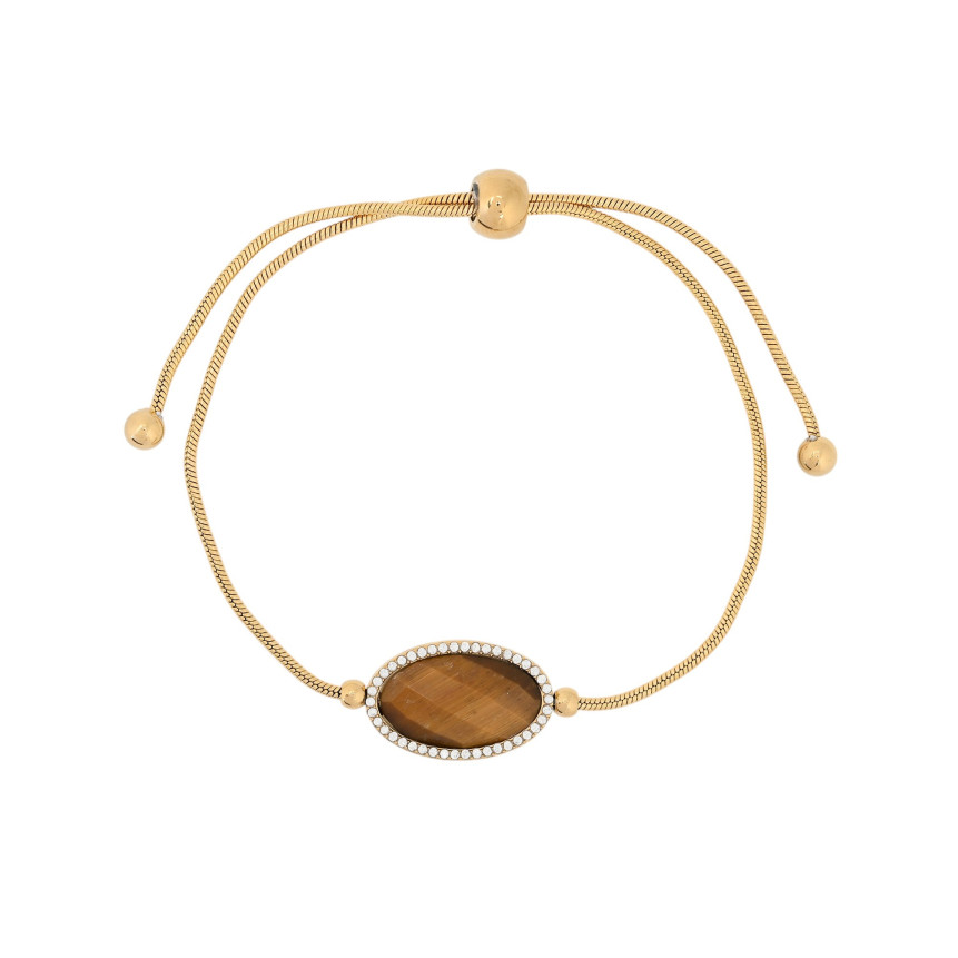 Bracelet réglable en acier ovale pierre naturelle GB