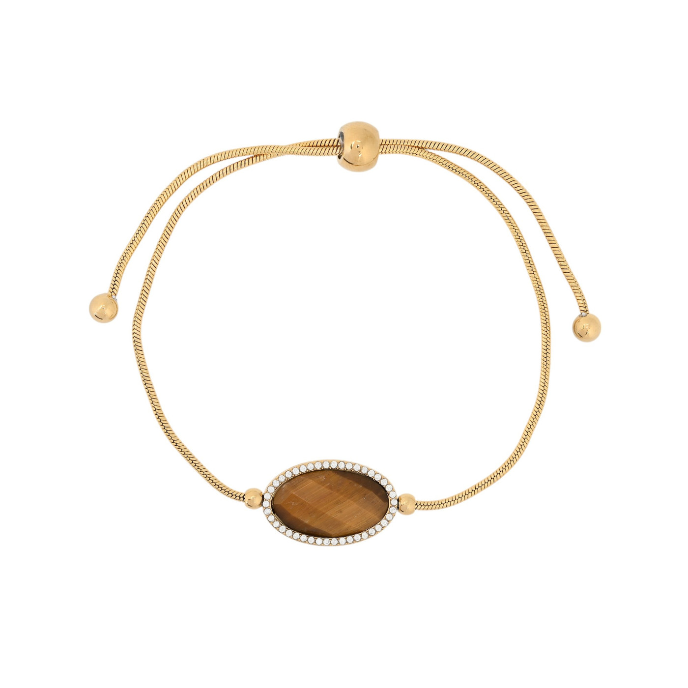 Bracciale regolabile in acciaio ovale pietra naturale GB