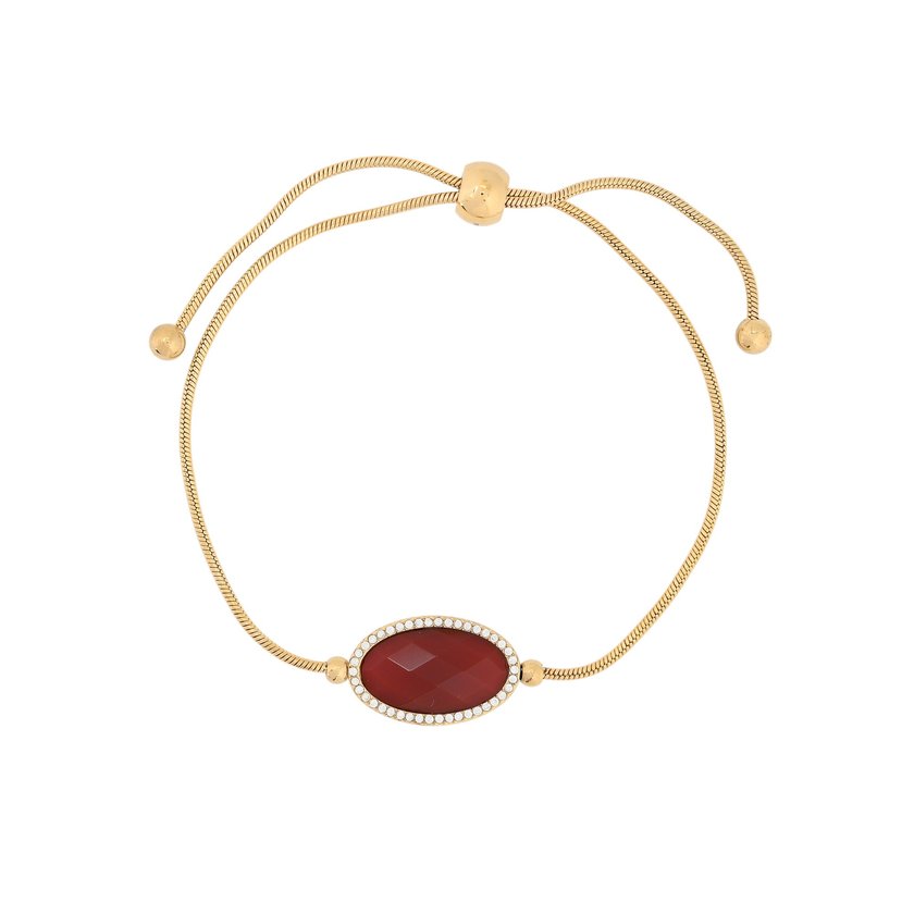 Pulseira ajustável em aço oval pedra natural GB