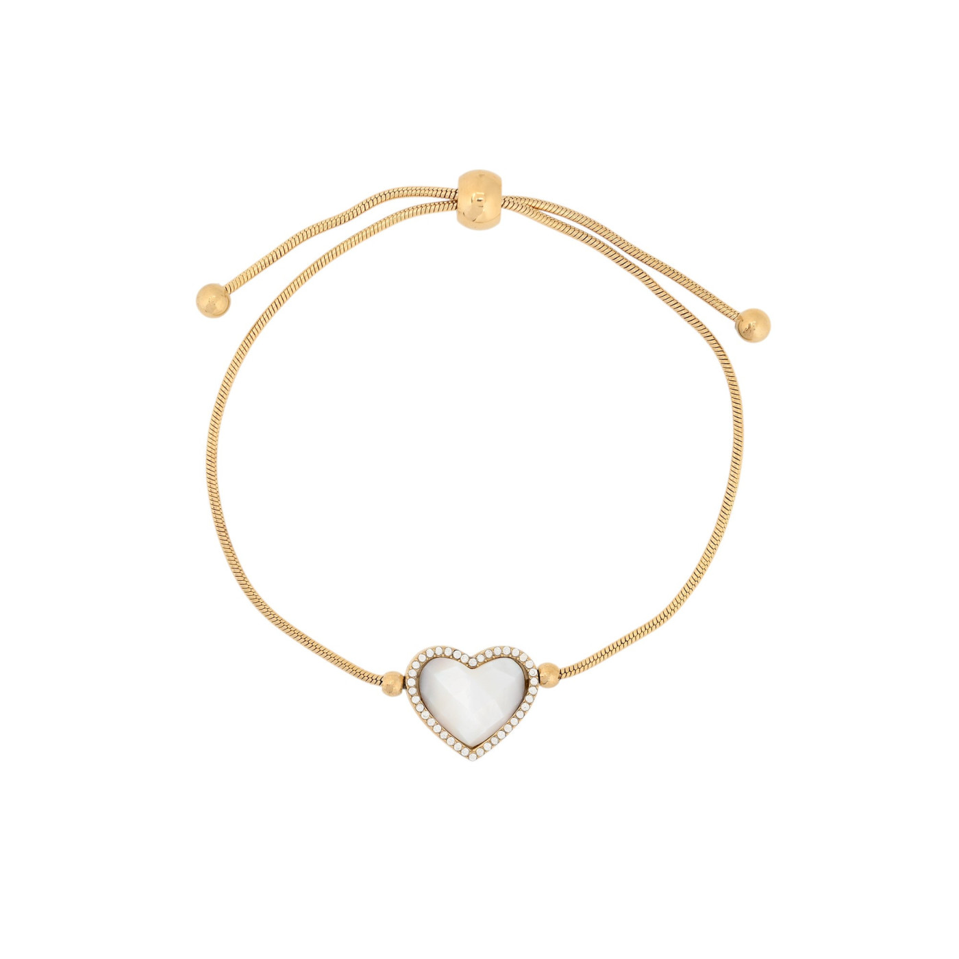 Bracciale regolabile in acciaio cuore pietra naturale GB