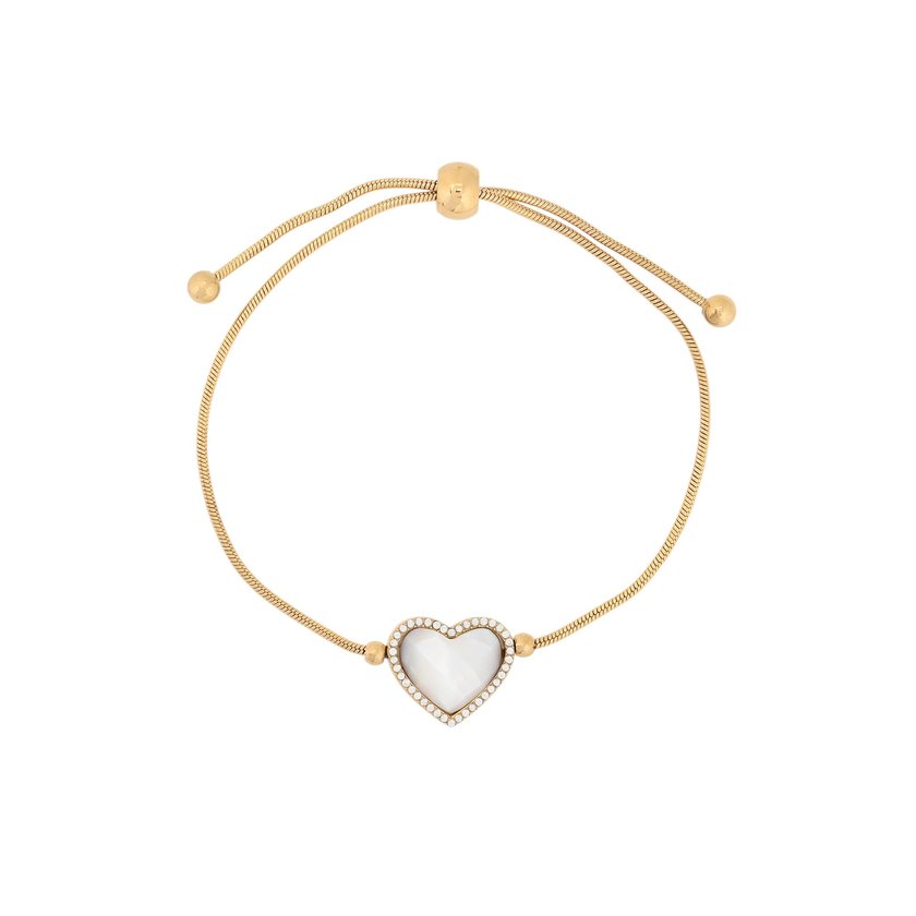 Pulseira ajustável em aço coração pedra natural GB