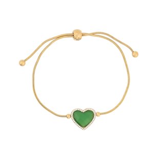Pulseira ajustável em aço coração pedra natural GB