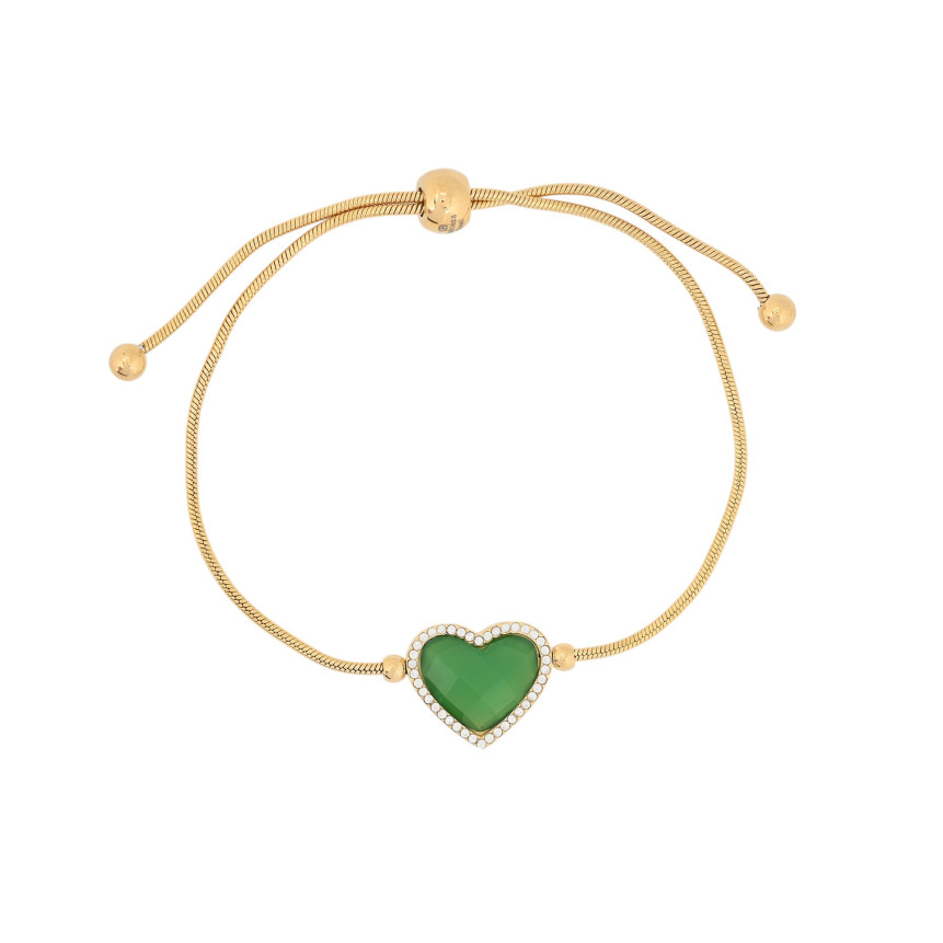 Pulseira ajustável em aço coração pedra natural GB