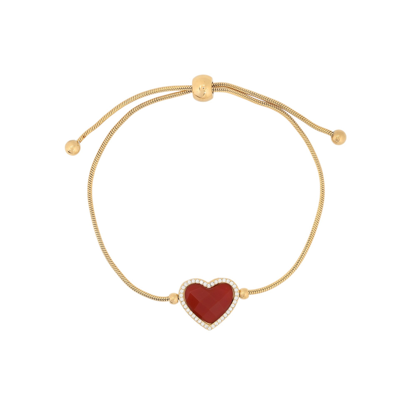 Bracciale regolabile in acciaio cuore pietra naturale GB