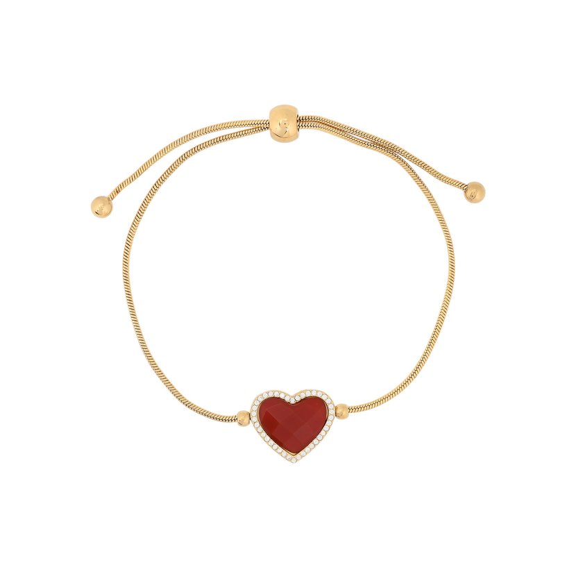 Bracciale regolabile in acciaio cuore pietra naturale GB