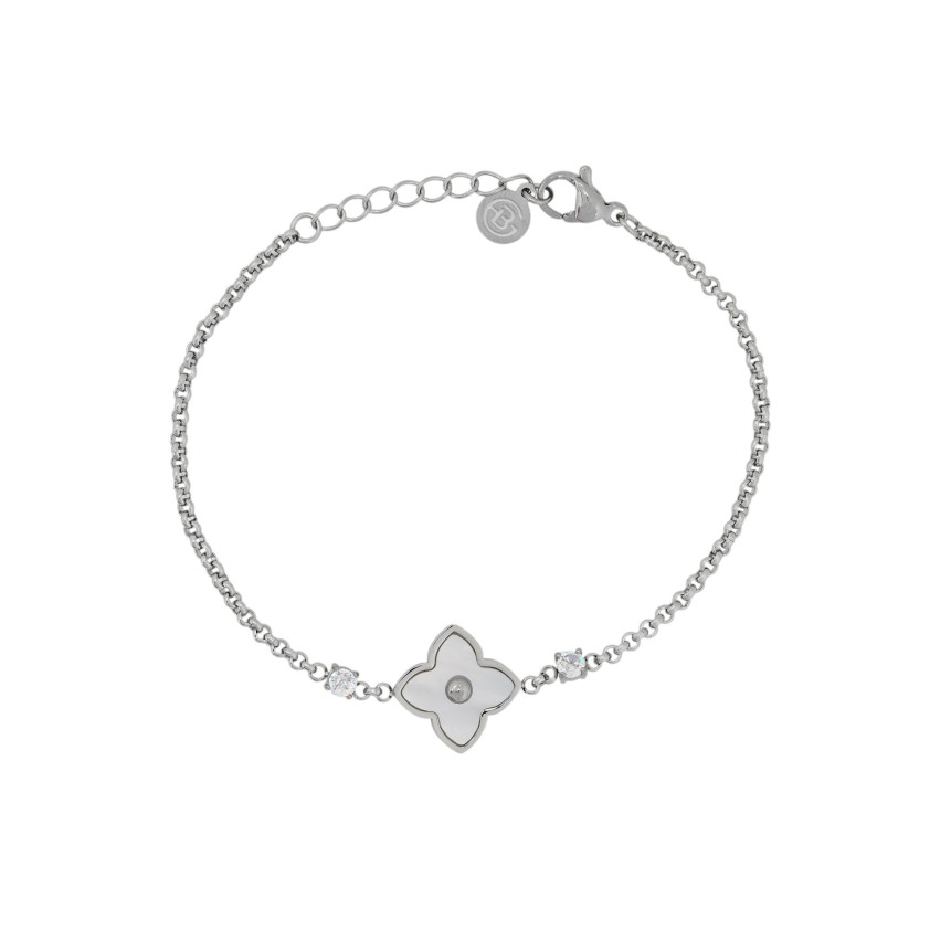 Pulseira em aço flor e brilhantes GB