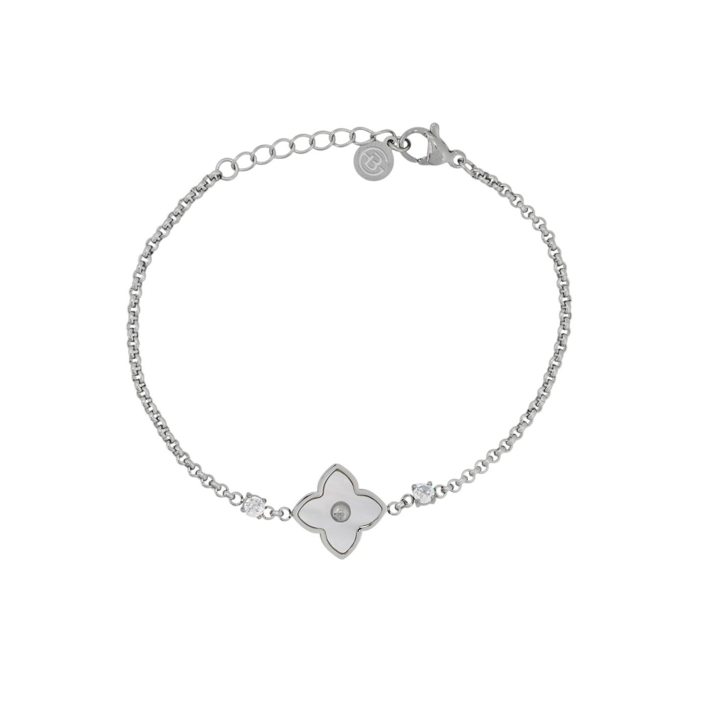 Flowers steel bracelet with brilliants GB