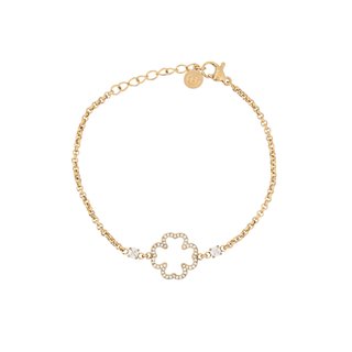 Pulseira zircônias trevo e brilhantes aço GB