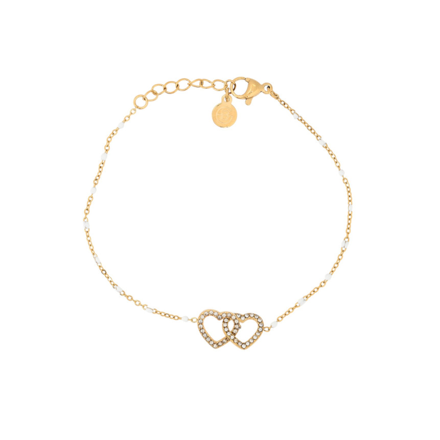 Bracelet d\'acier cœurs entrelacé GB