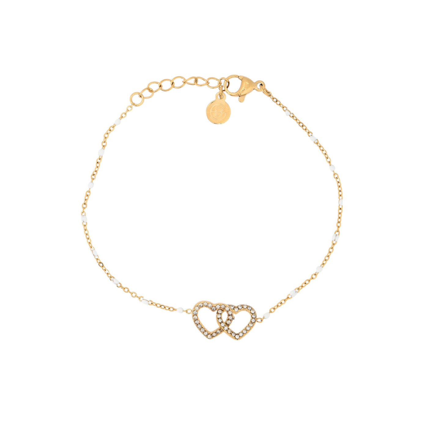 Bracciale in acciaio cuori intrecciate GB